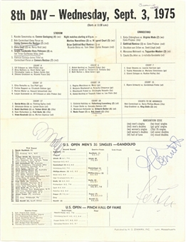 1975 U.S Open Tennis Program Signed By 9 Including Jimmy Connors, Chris Evert & Ilie Nastase (Beckett PreCert)
